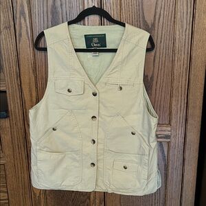 Orvis Vintage Women's Fly Fishing Hunting Vest Khaki Tan Utility Size Large